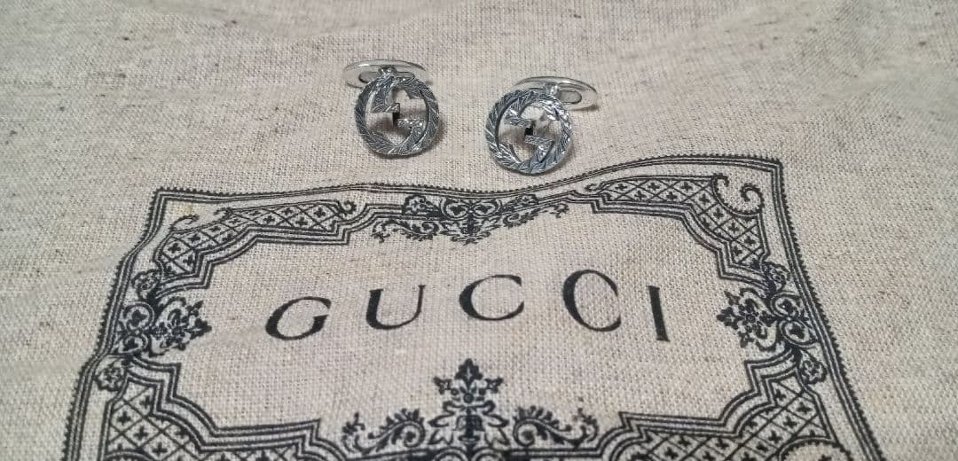 最終値下　GUCCI レア　カフス　シルバー　インターロッキング　カフリンクス