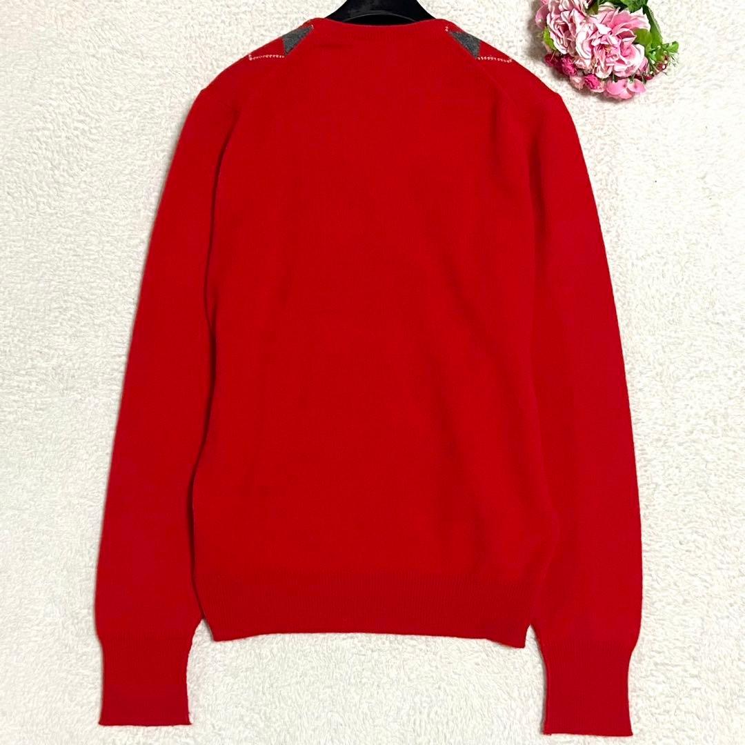 【美品】バーバリー アーガイル柄 ニット レッド Lサイズ相当
