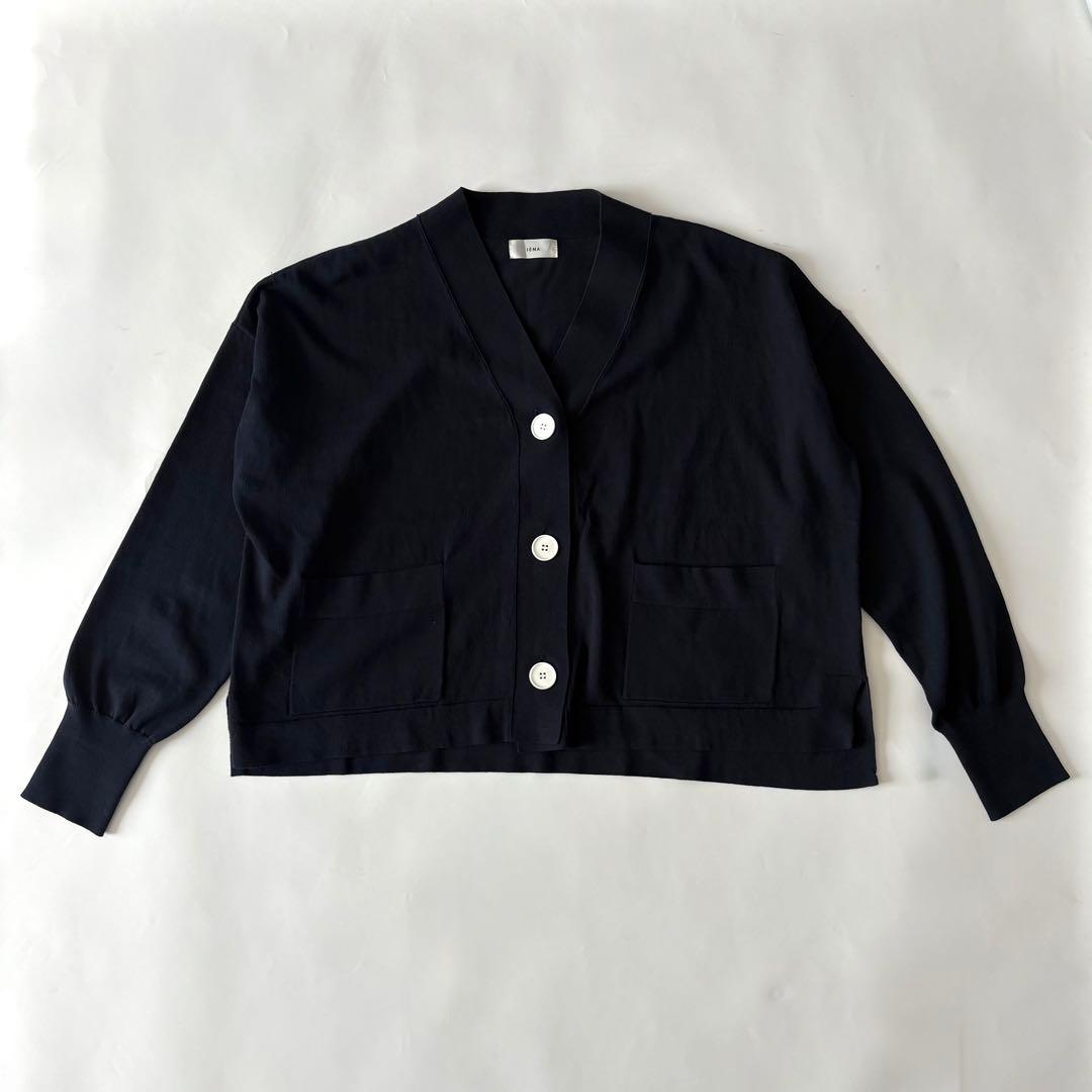 IENA ドライコットン Vネックカーディガン 24ss ネイビー