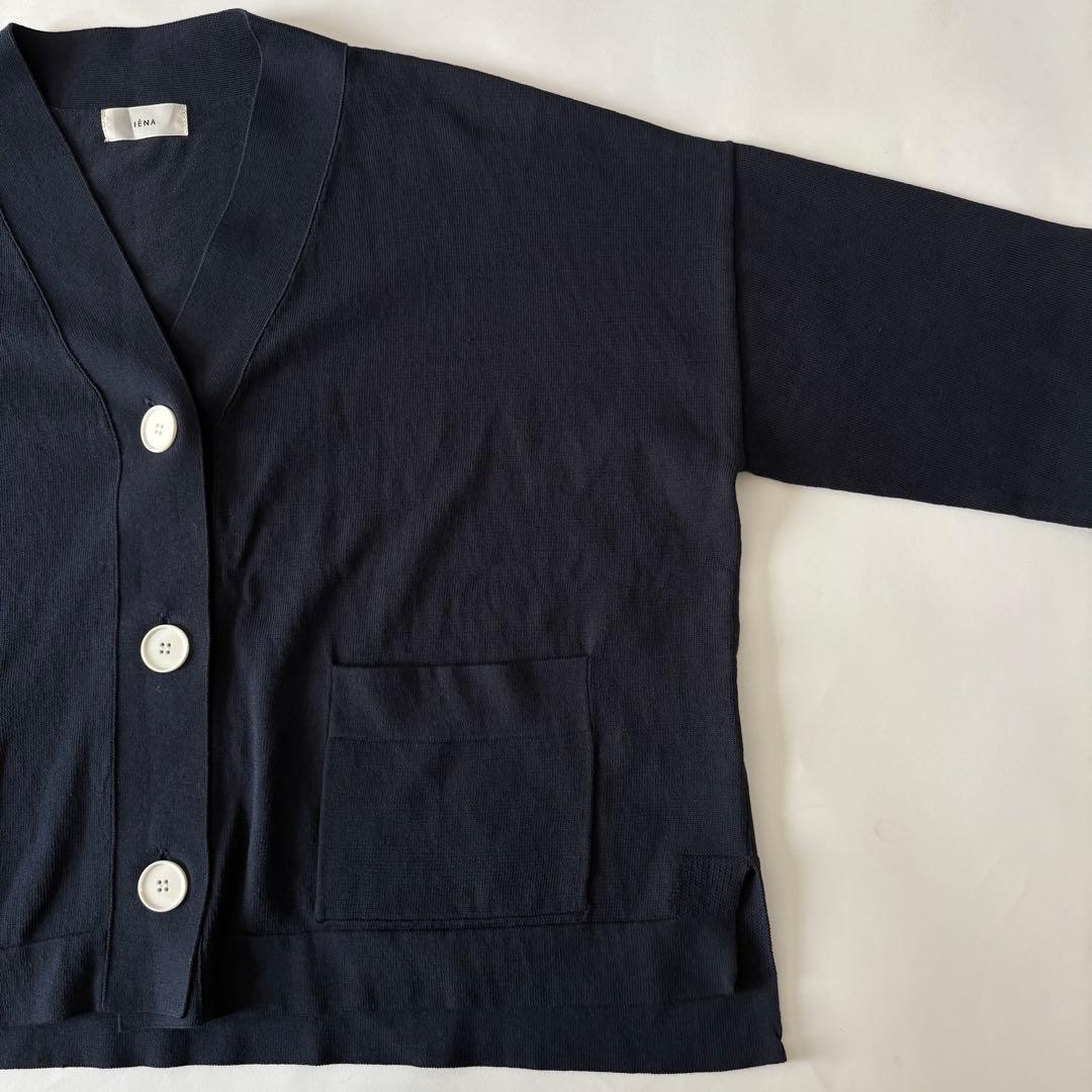IENA ドライコットン Vネックカーディガン 24ss ネイビー