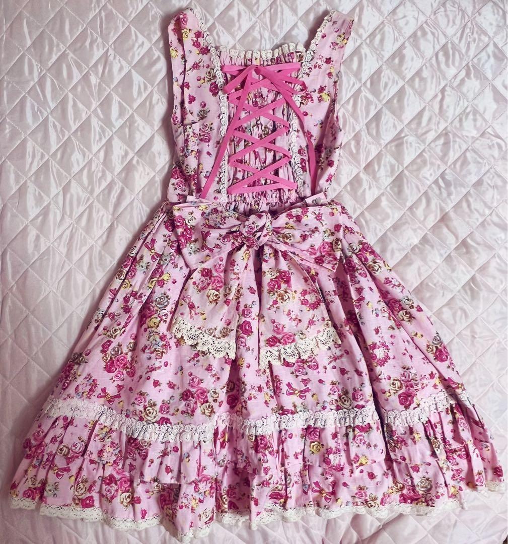 ⭐︎24時間限定セール⭐︎BABY, ちびねこブーケ柄ティアードJSK ピンク