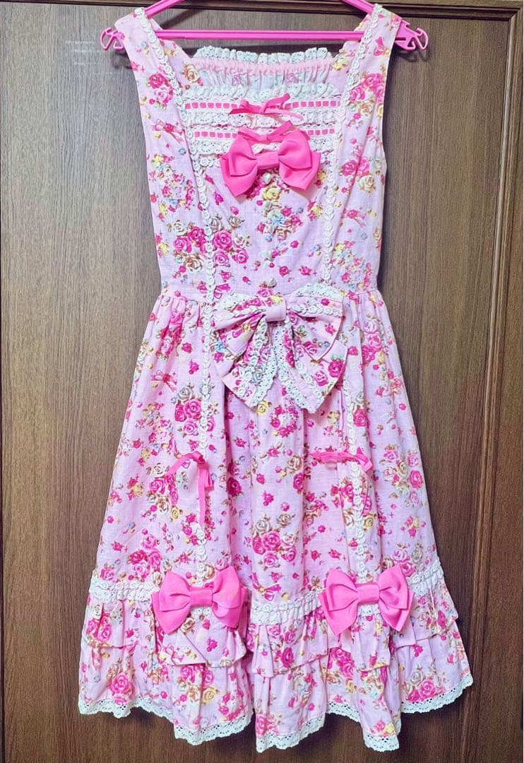 ⭐︎24時間限定セール⭐︎BABY, ちびねこブーケ柄ティアードJSK ピンク