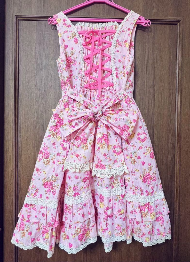 ⭐︎24時間限定セール⭐︎BABY, ちびねこブーケ柄ティアードJSK ピンク