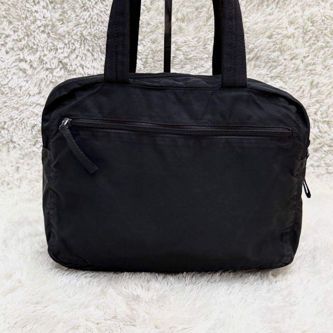 PRADAプラダ 三角ロゴ ミニボストン ハンドバッグ 黒 テスート 白タグ