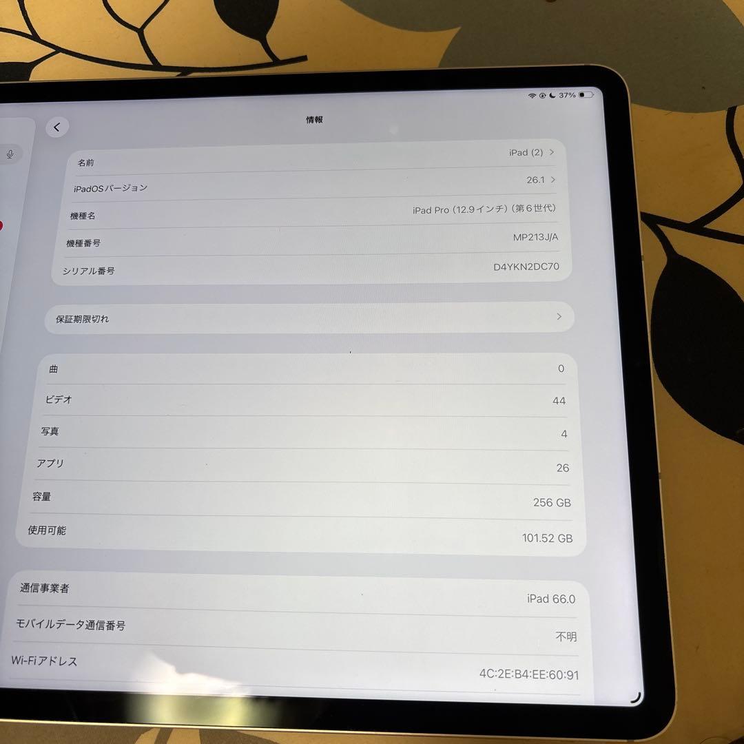 Apple iPad Pro第6世代12.9インチ256GB Wi-Fi