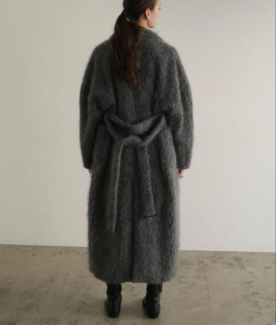 にしCLANE LONG SHAGGY LADY MAXI COATグレー
