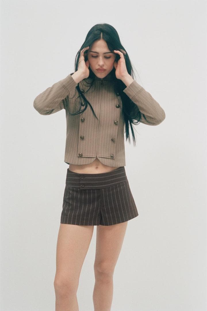 【ZARA】 ストライプ柄フィットブレザー M ナポレオン ジャケット
