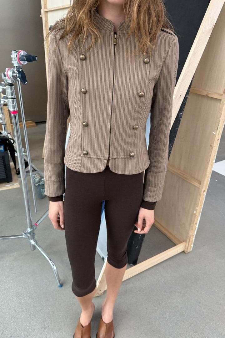 【ZARA】 ストライプ柄フィットブレザー M ナポレオン ジャケット