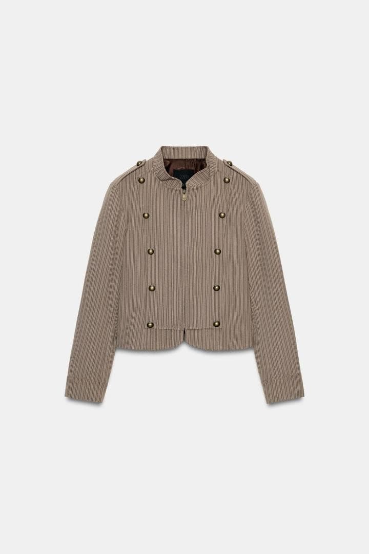 【ZARA】 ストライプ柄フィットブレザー M ナポレオン ジャケット