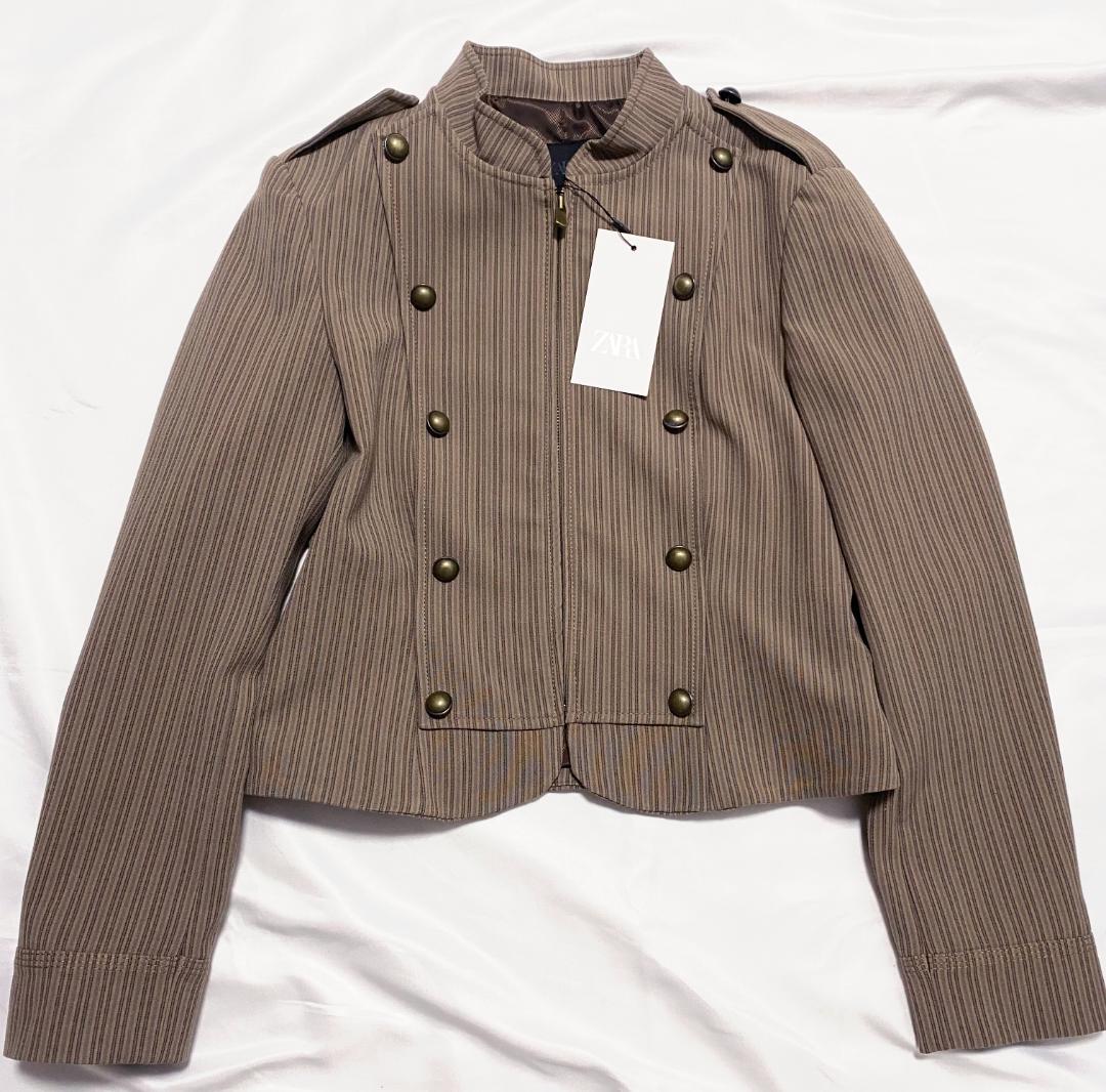 【ZARA】 ストライプ柄フィットブレザー M ナポレオン ジャケット