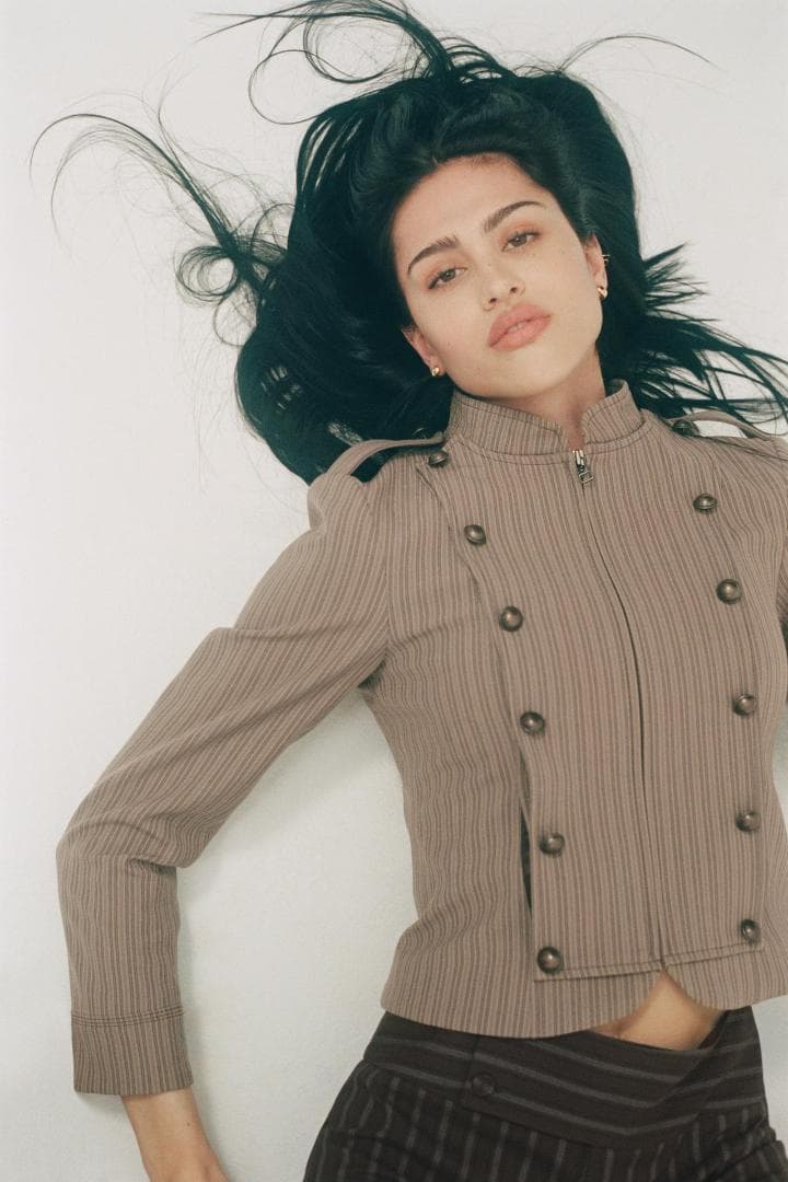 【ZARA】 ストライプ柄フィットブレザー M ナポレオン ジャケット