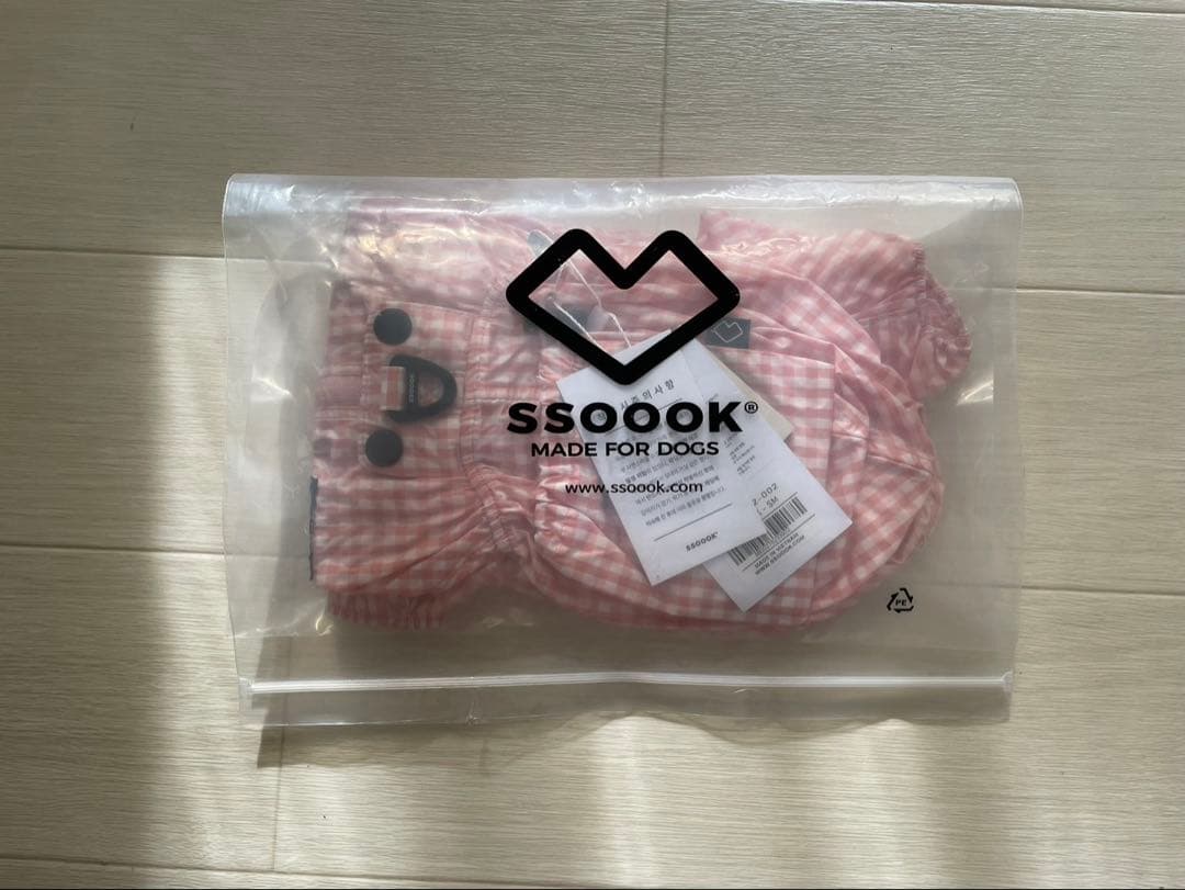SSOOOK ソオオク チェックカバーオール メス専用SM サイズ ピンク
