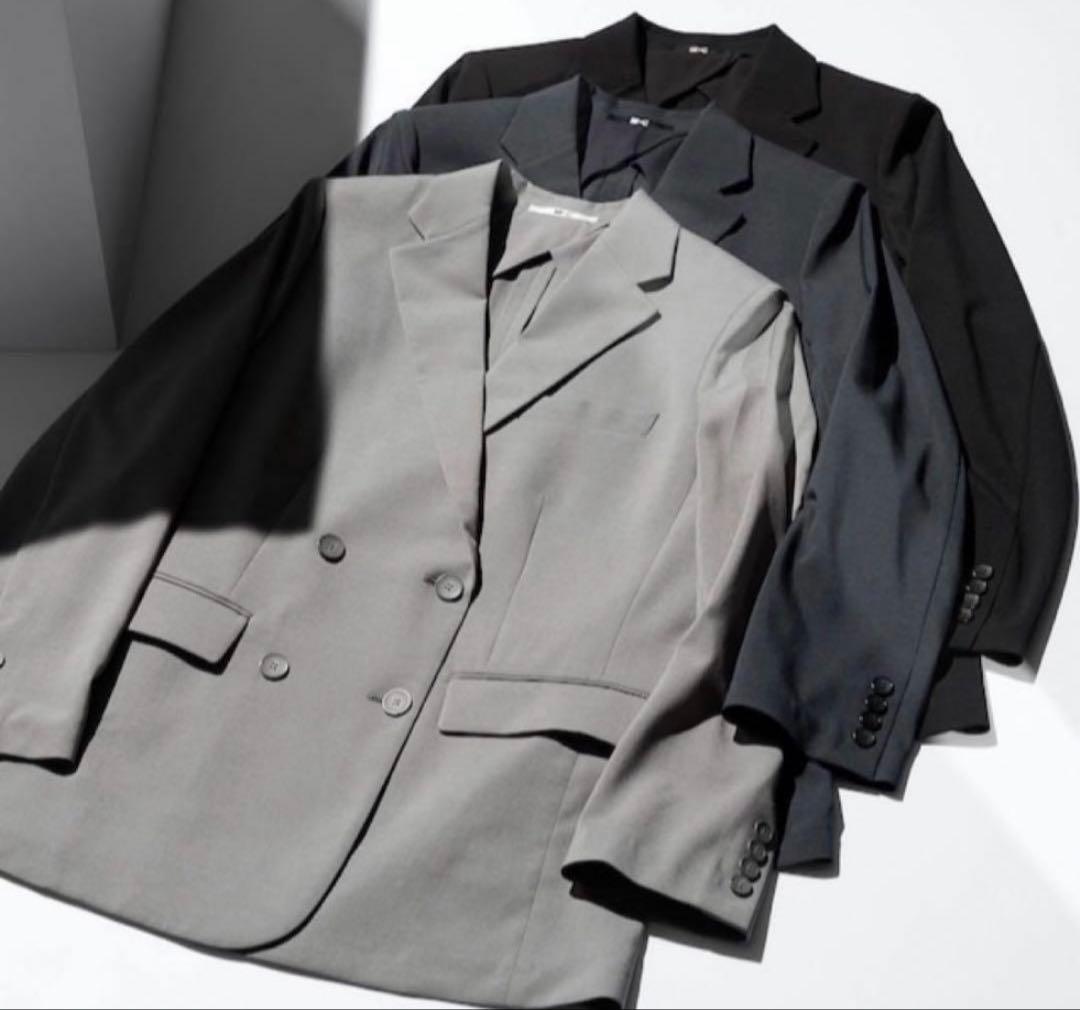 新品　UNIQLO 感動ダブルジャケットリラックスフィット　グレー