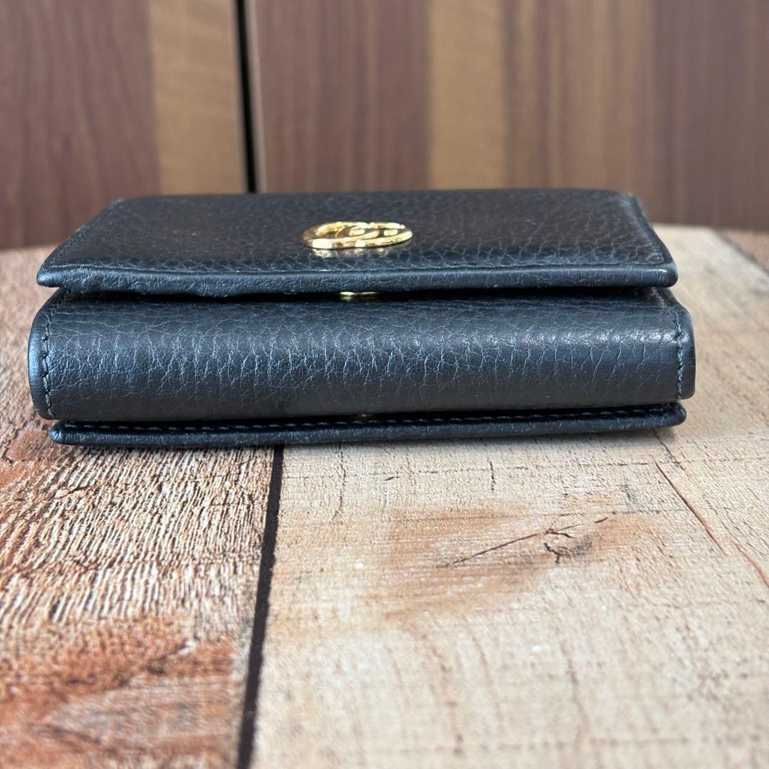 グッチ GGマーモント 三つ折り財布 小銭入れ ダブルG ブラック