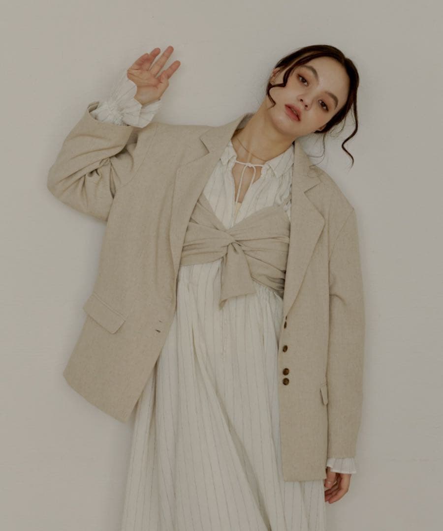 【新品 未使用】OLUN linen blend jacket アイボリー M