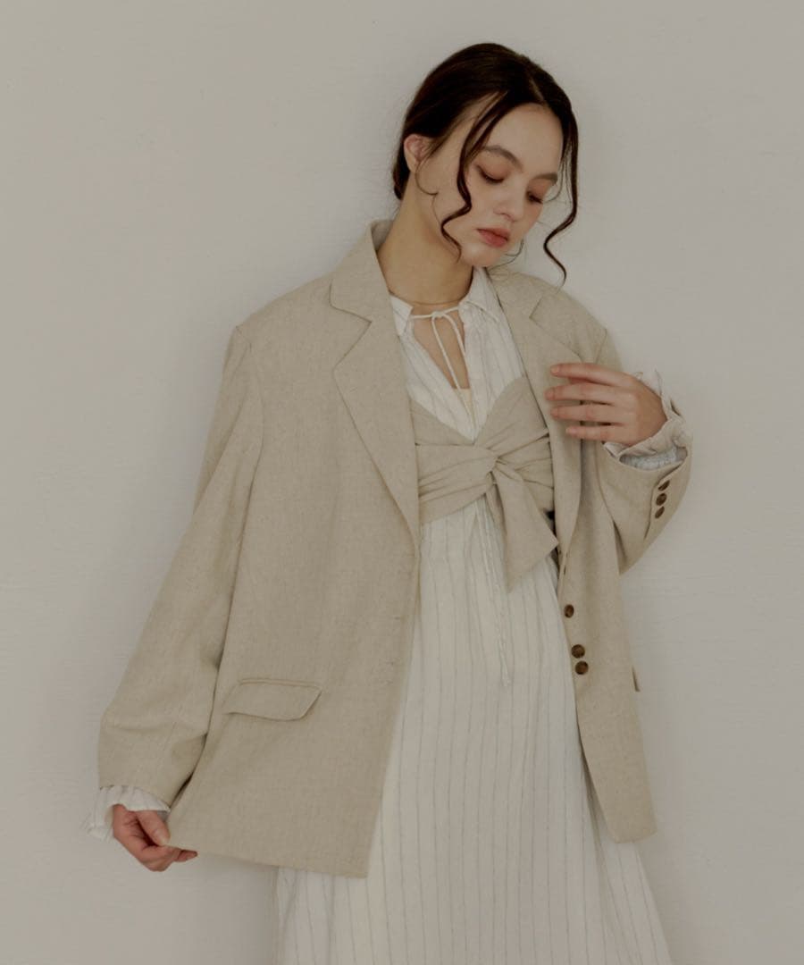 【新品 未使用】OLUN linen blend jacket アイボリー M