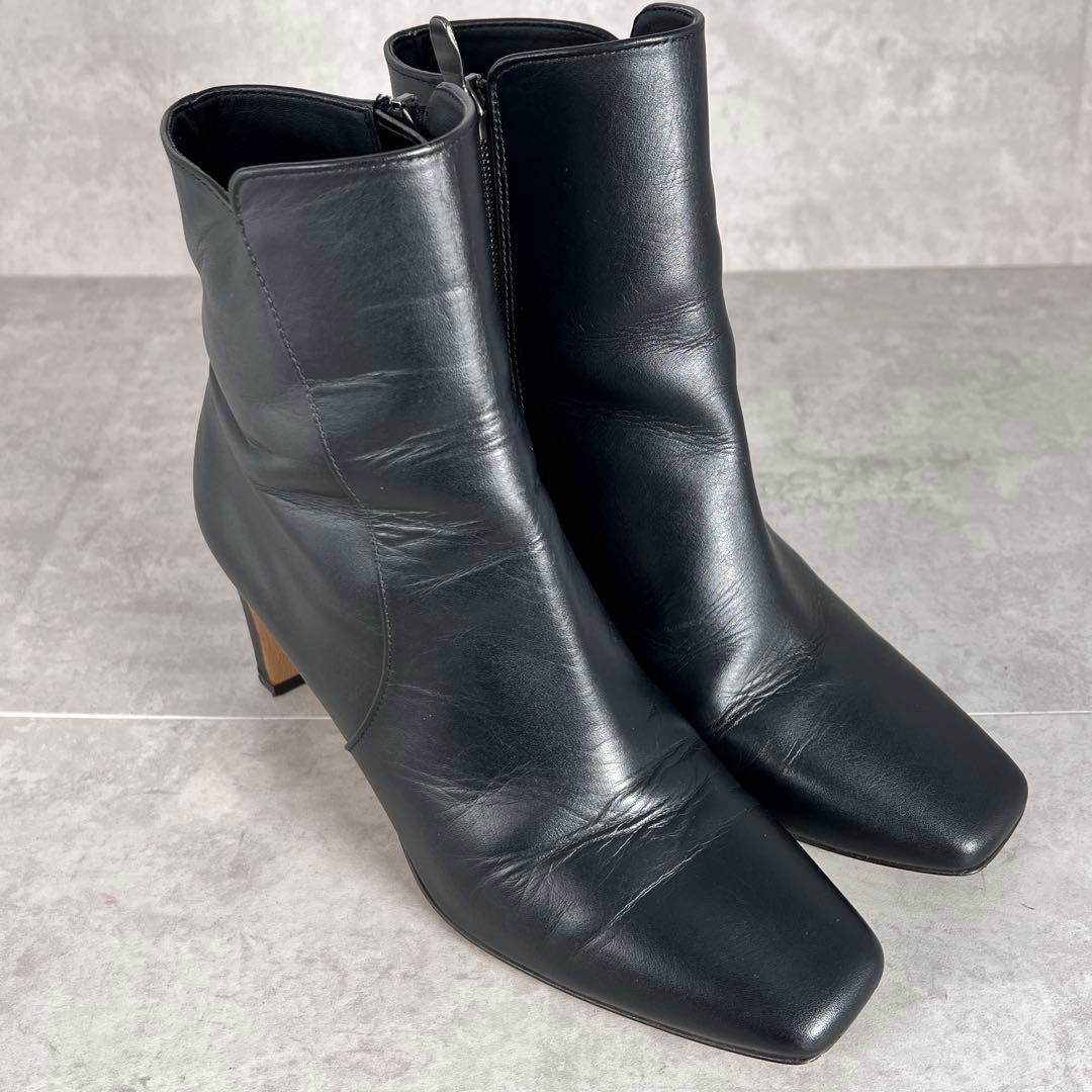 【美品】DIANA ダイアナ ショートブーツ ブラック スクエアトゥ23.5cm
