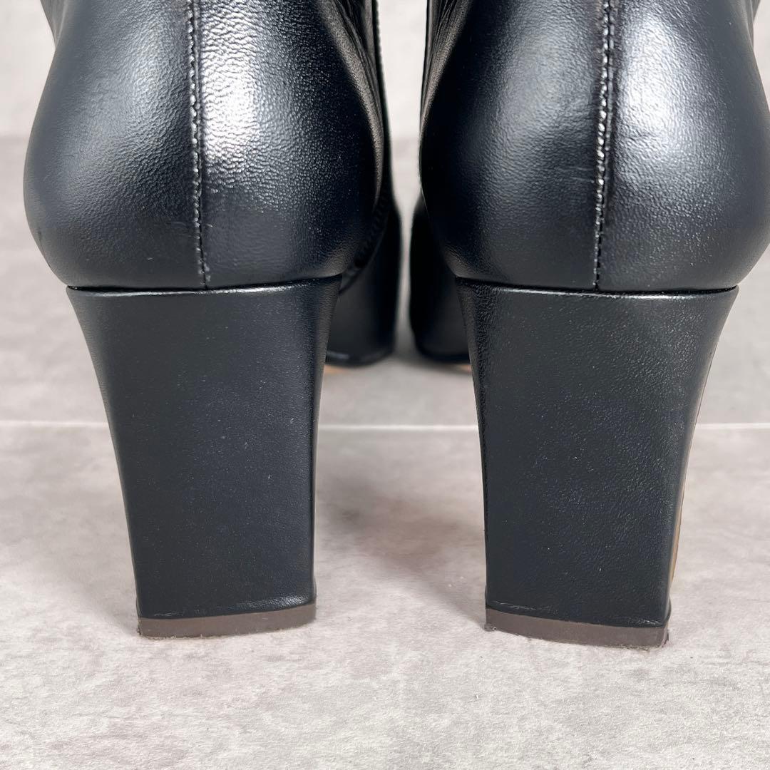 【美品】DIANA ダイアナ ショートブーツ ブラック スクエアトゥ23.5cm