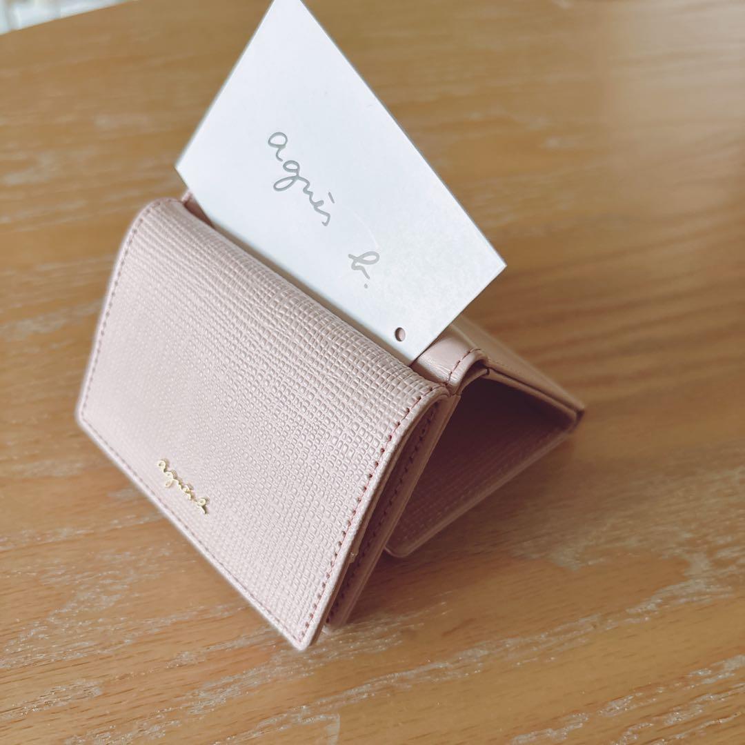 アニエスベー ミニ財布 本革 折り財布 くすみピンク ミニウォレット 新品