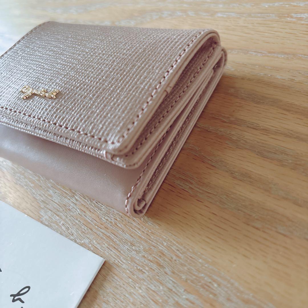 アニエスベー ミニ財布 本革 折り財布 くすみピンク ミニウォレット 新品