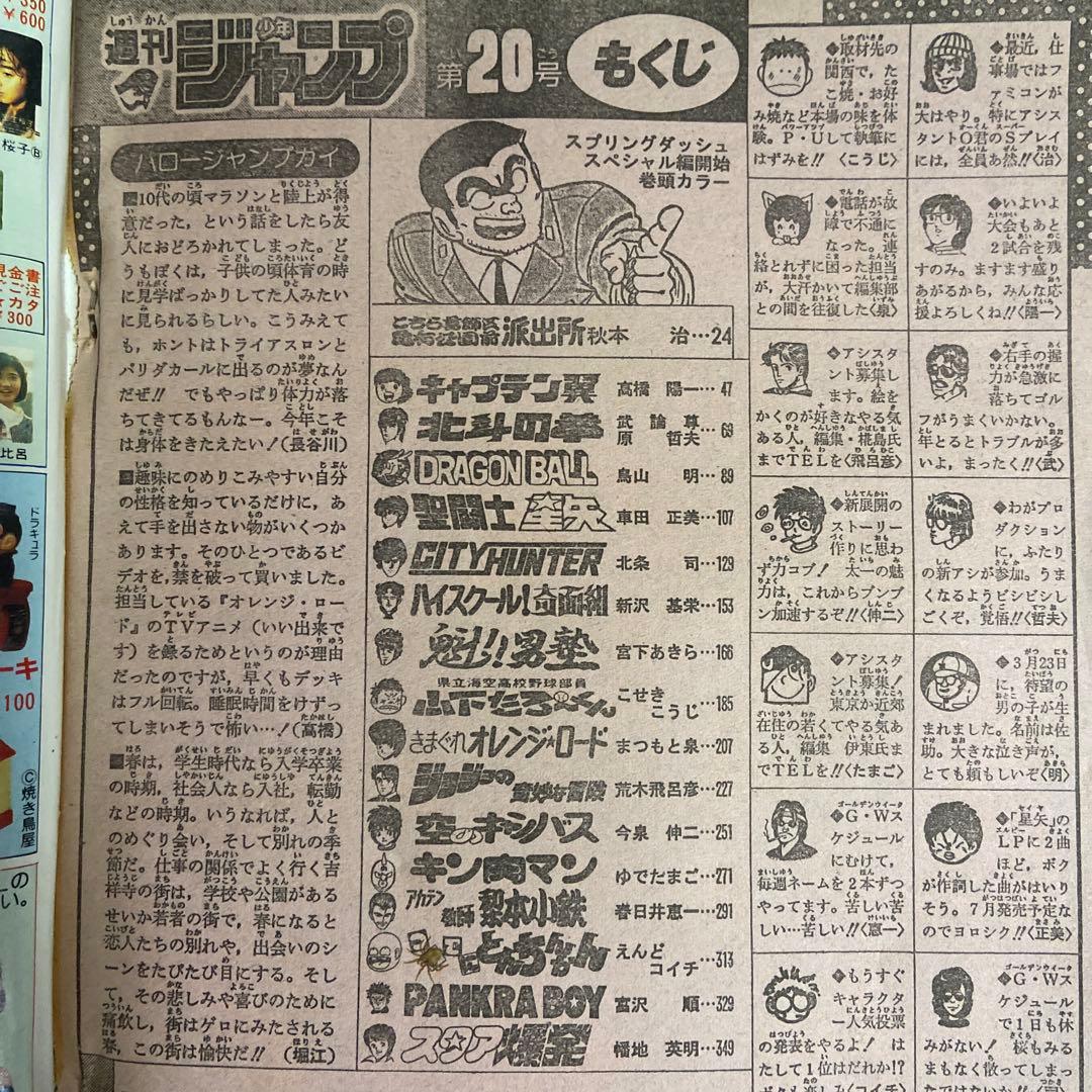 週刊少年ジャンプ　1987年NO.20 聖闘士星矢表紙号　ヤケあり