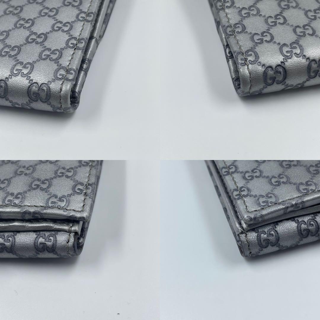 未使用保管品✨　GUCCI グッチ　マイクロシマ　シルバー　折り財布　レザー