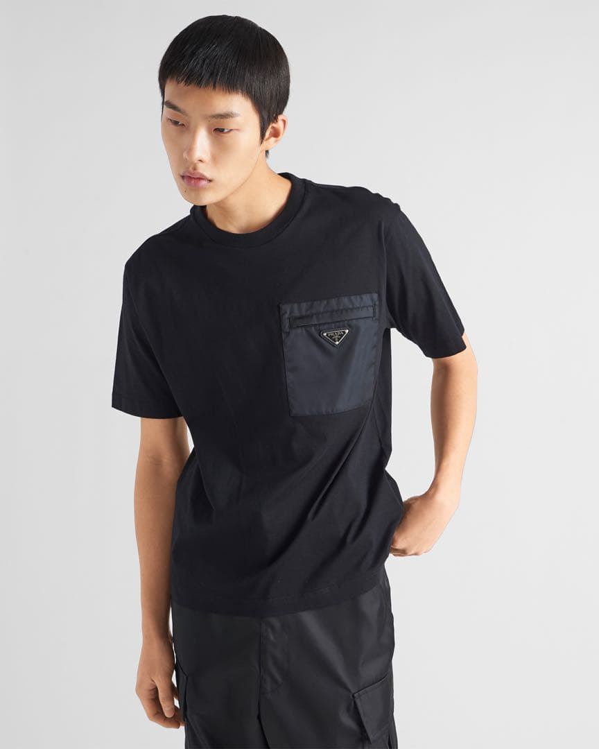PRADA 24ss トライアングルロゴ Re-NylonジャージーTシャツ