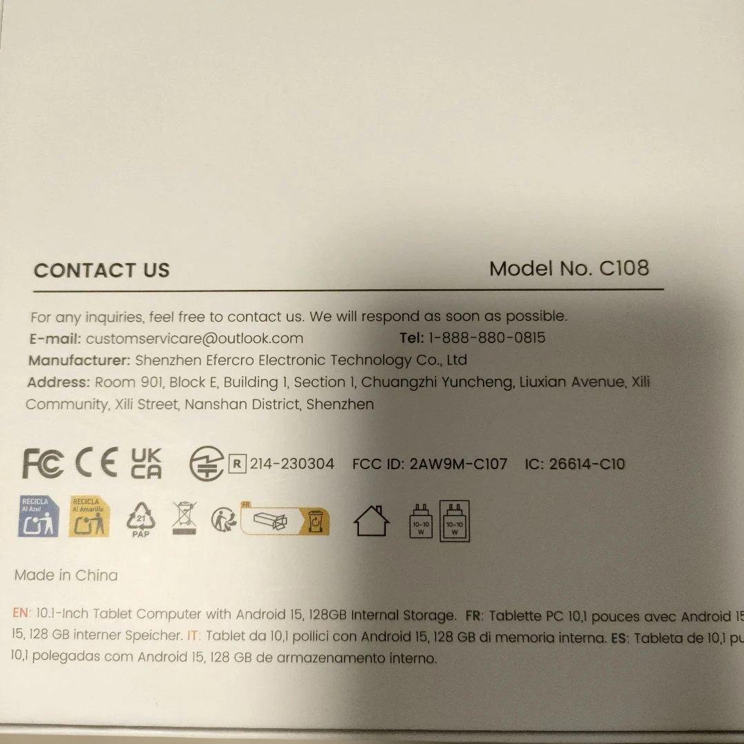【新品未使用品】10.1インチ Androidタブレット C108 本体