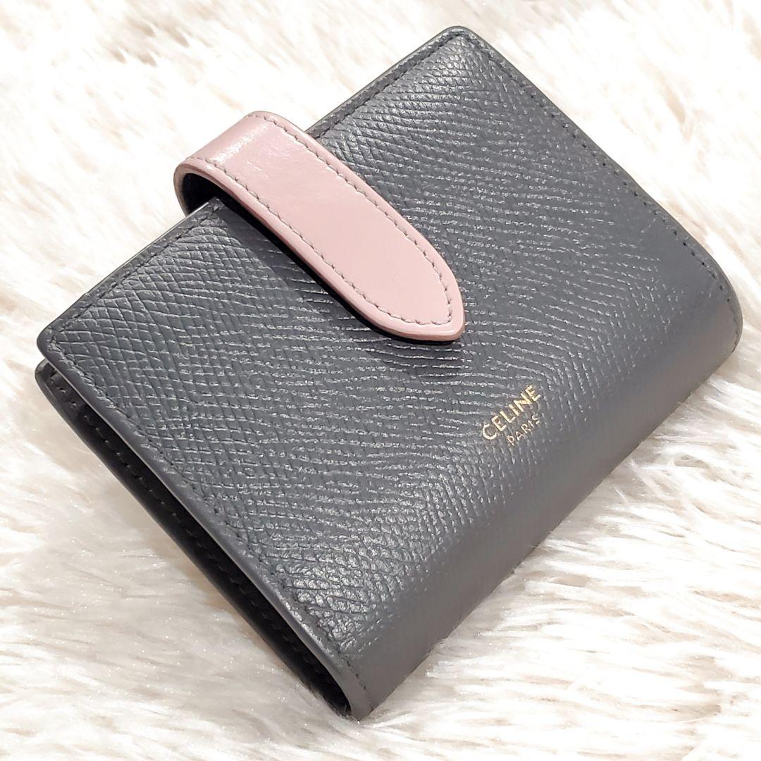 CELINE　２つ折り財布　スモール　ストラップウォレット　グレー　セリーヌ