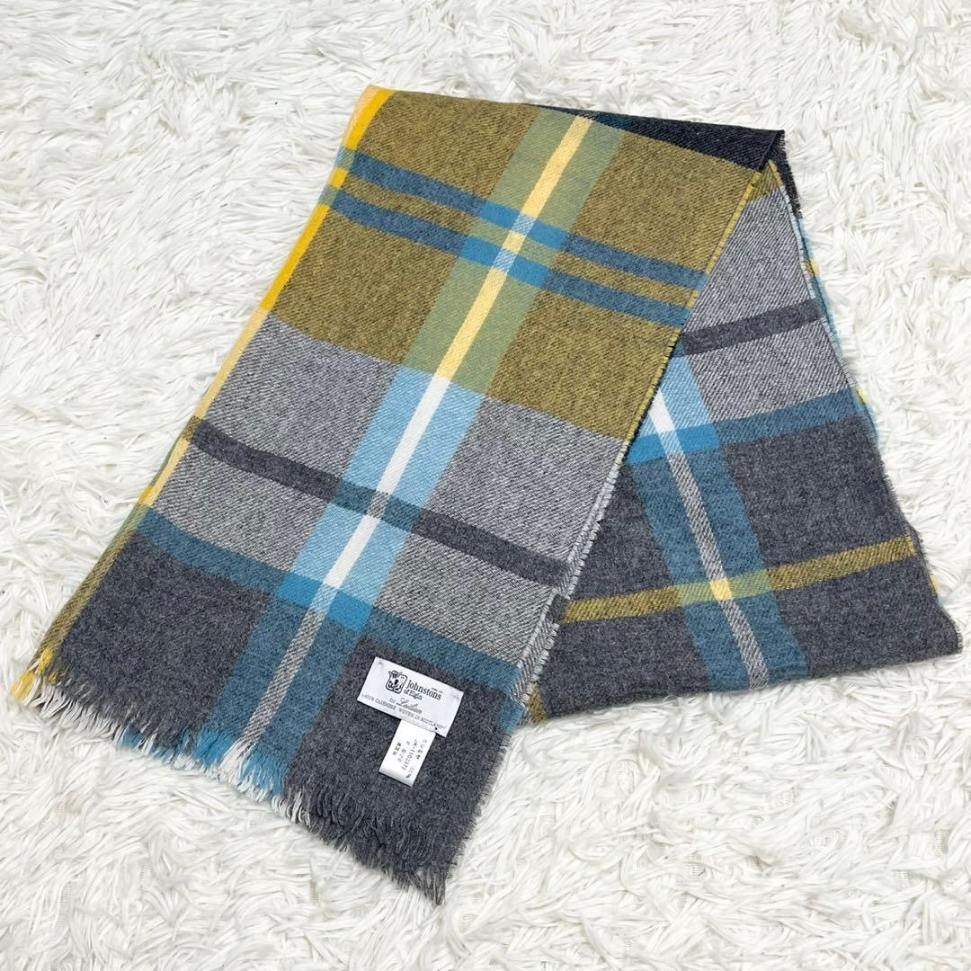 Johnstons of Elgin チェックマフラー ストール カシミヤ
