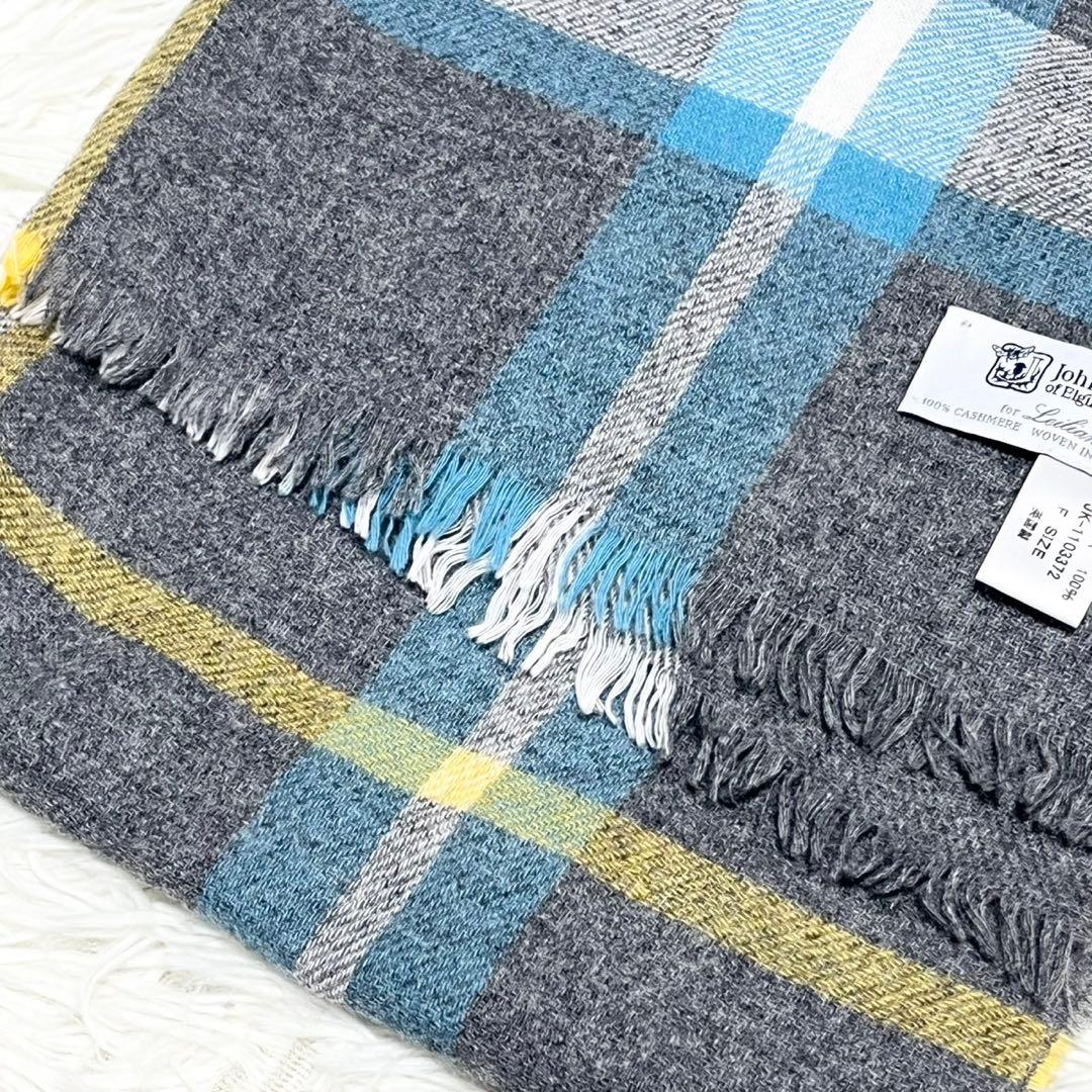 Johnstons of Elgin チェックマフラー ストール カシミヤ