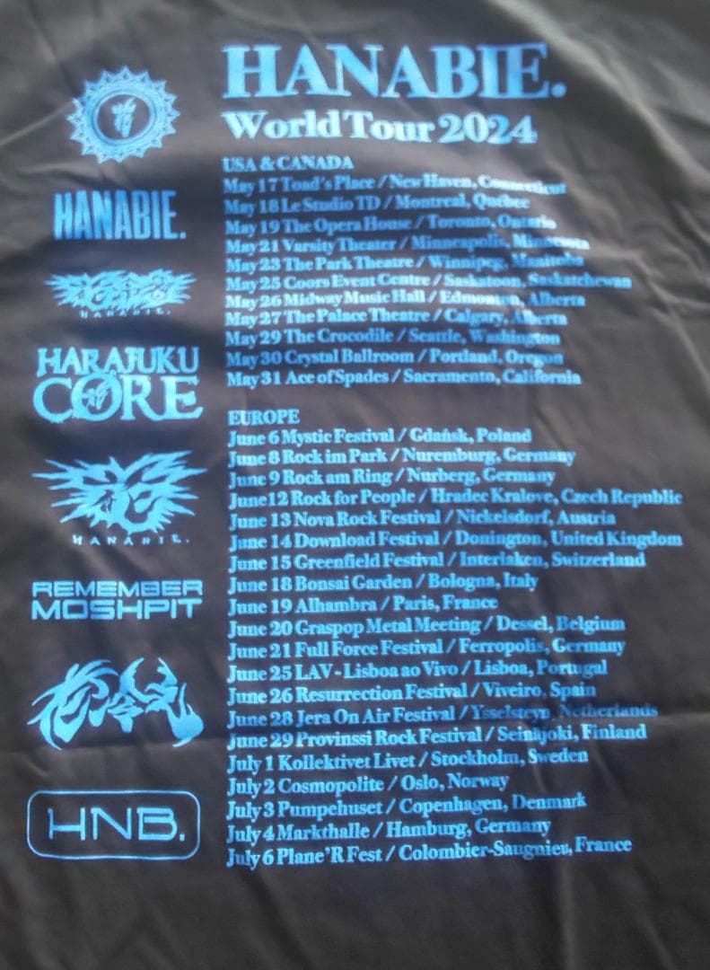 新未 花冷え2024WorldTourTシャツXL HANABIE.日本未販売3