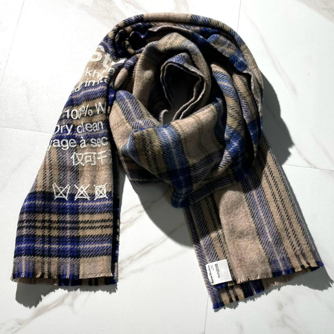極美品✨Acne Studios チェック マフラー ストール 大判 ウール