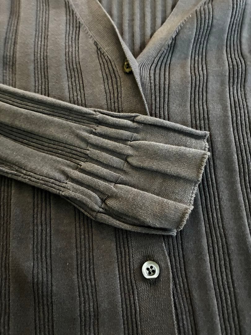 PRADA グレーリブ編み カーディガン 42
