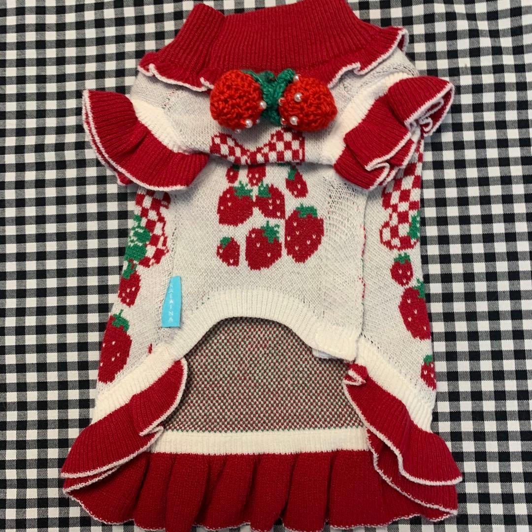 モメソセ☆さま専用　カリーナ　ニットリボンいちご柄ワンピース　新品　S XS