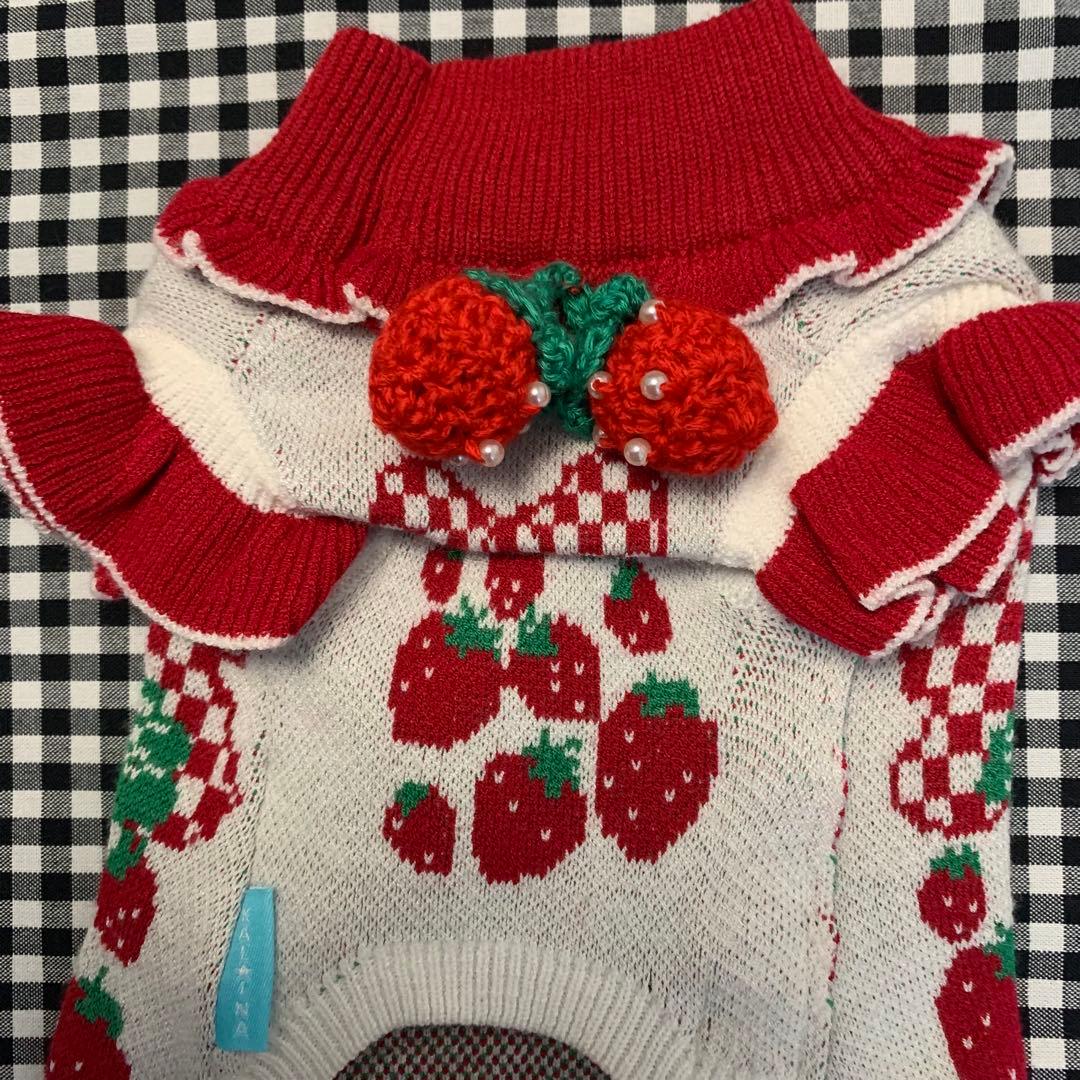 モメソセ☆さま専用　カリーナ　ニットリボンいちご柄ワンピース　新品　S XS