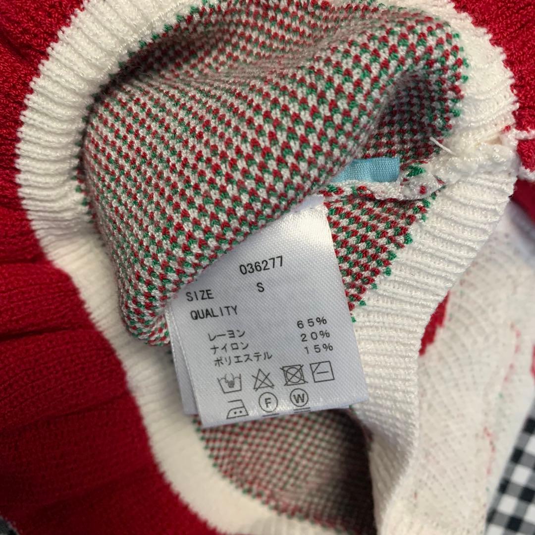 モメソセ☆さま専用　カリーナ　ニットリボンいちご柄ワンピース　新品　S XS