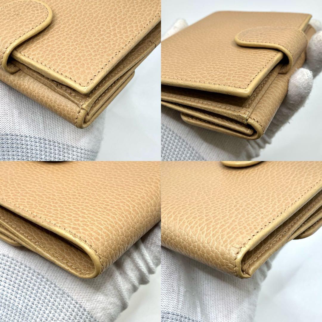 【美品】GUCCI グッチ インターロッキング 折り財布 二つ折り財布 ベージュ