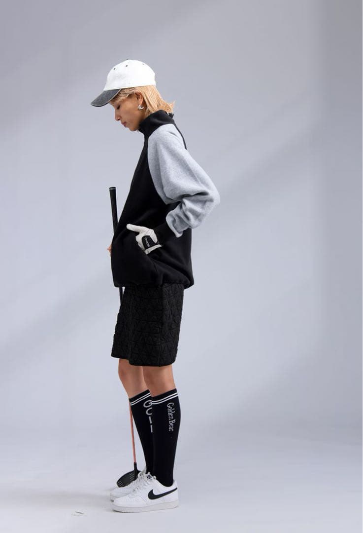 完売品＊ANTIQUA GOLF × STCH＊ロゴ入りフリーストップス 黒