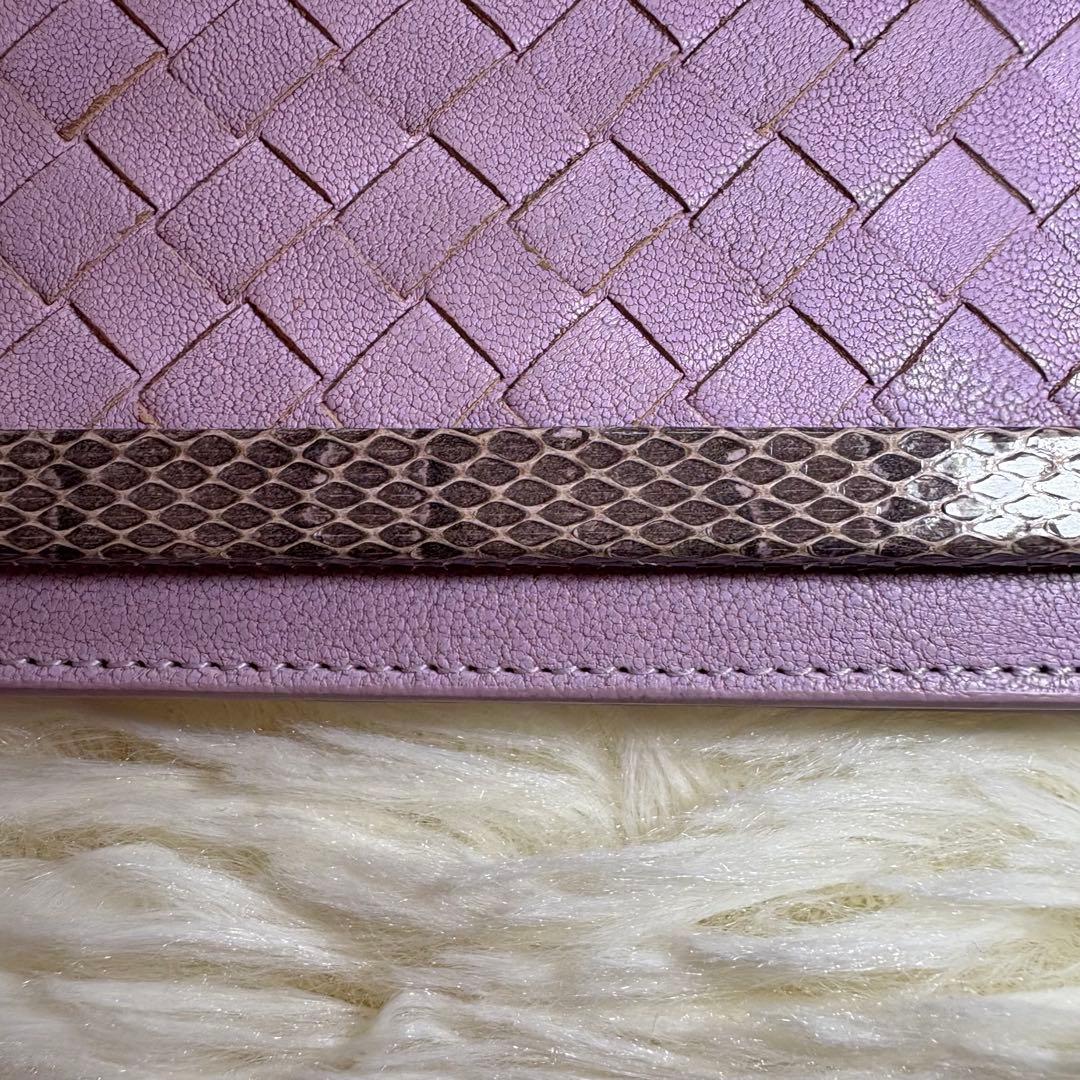 希少 美品 BOTTEGA VENETA パイソン イントレ チャート 名刺入れ