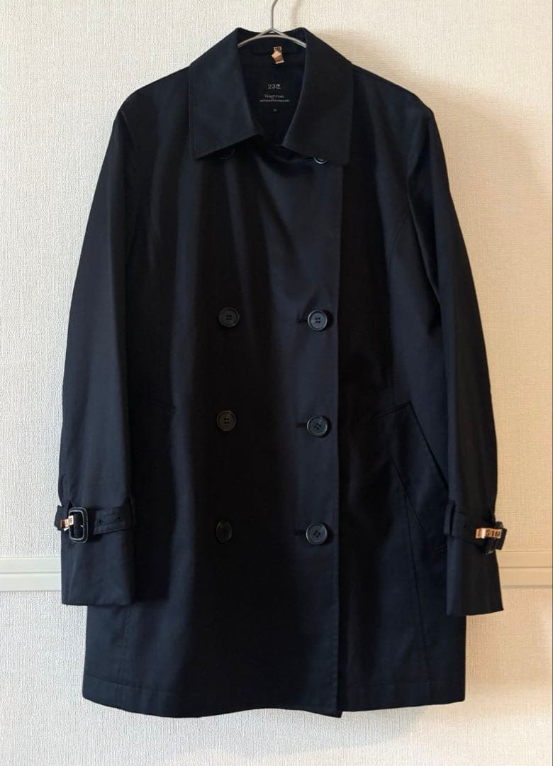 美品 23区 スプリングショートトレンチコート 38 濃紺