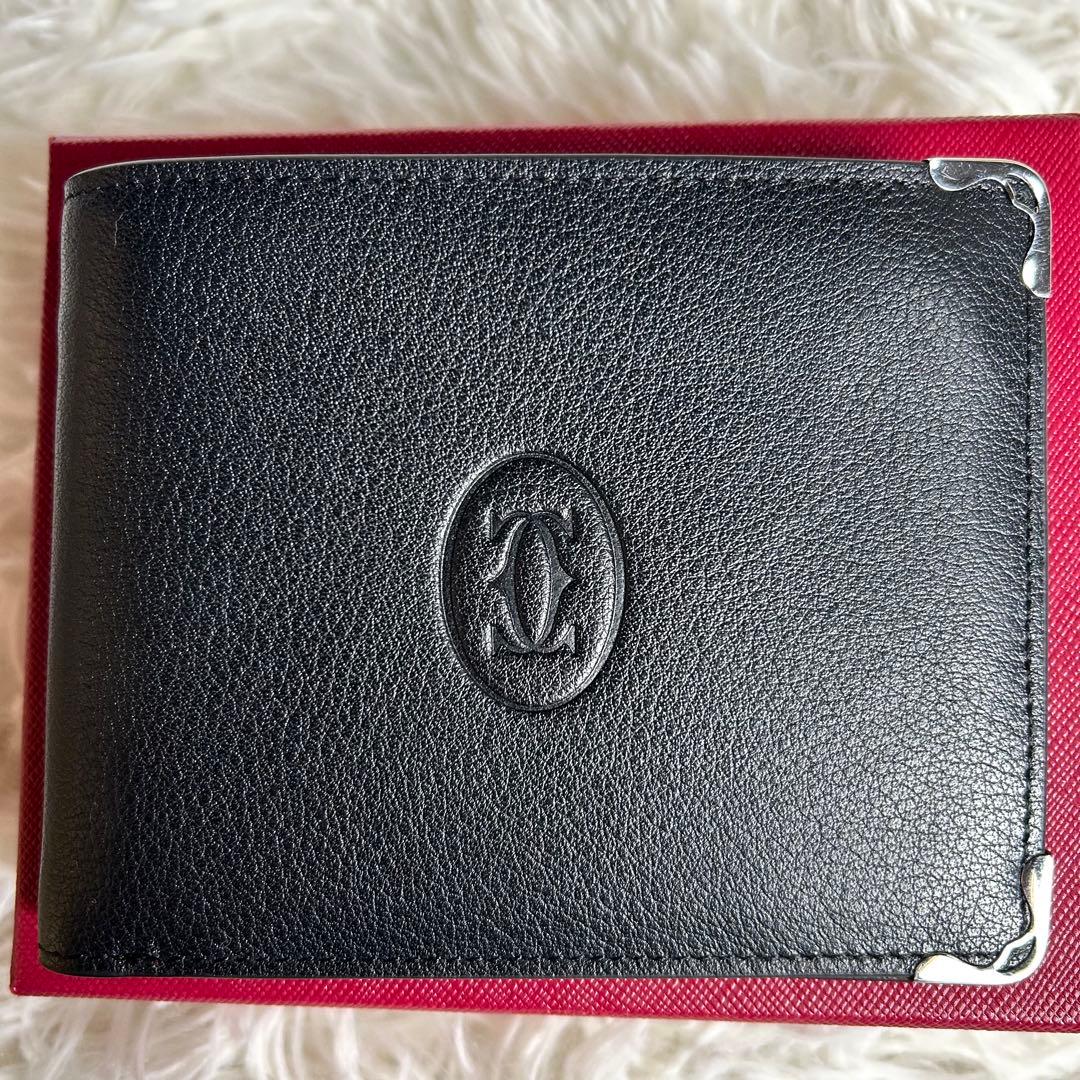 新品未使用　Cartier マストライン　2つ折り財布　ブラックXバーガンディ