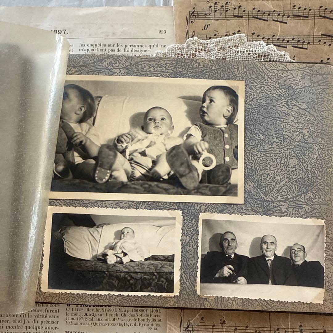 稀少1920年アンティーク写真アルバム洋書ビンテージ　フォト　ジャンクジャーナル