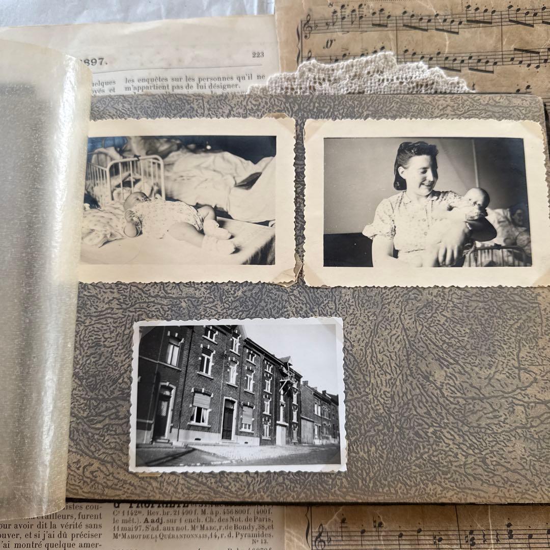 稀少1920年アンティーク写真アルバム洋書ビンテージ　フォト　ジャンクジャーナル