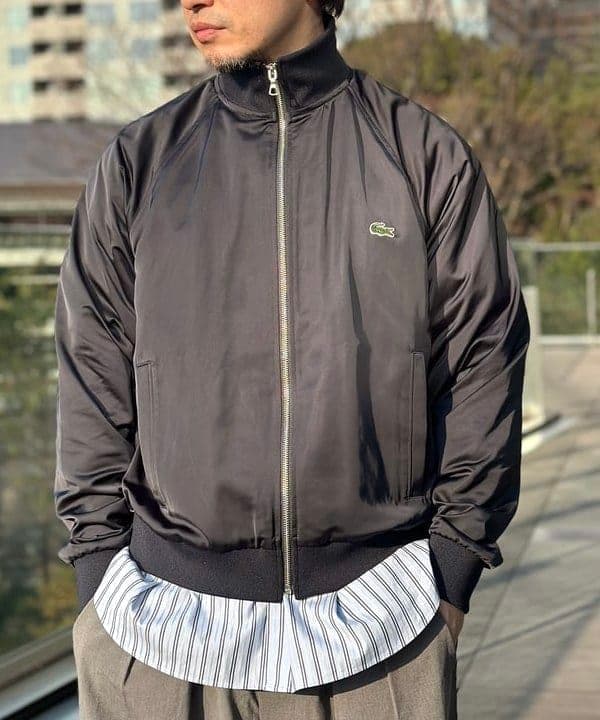3連休特価 新品LACOSTEサテンジャケット ビームス別注 Sサイズ