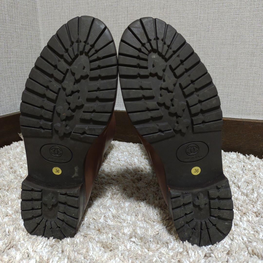 あ*き様 CHANEL 本革 ブーツ サイズ36 ブラウン シャネル