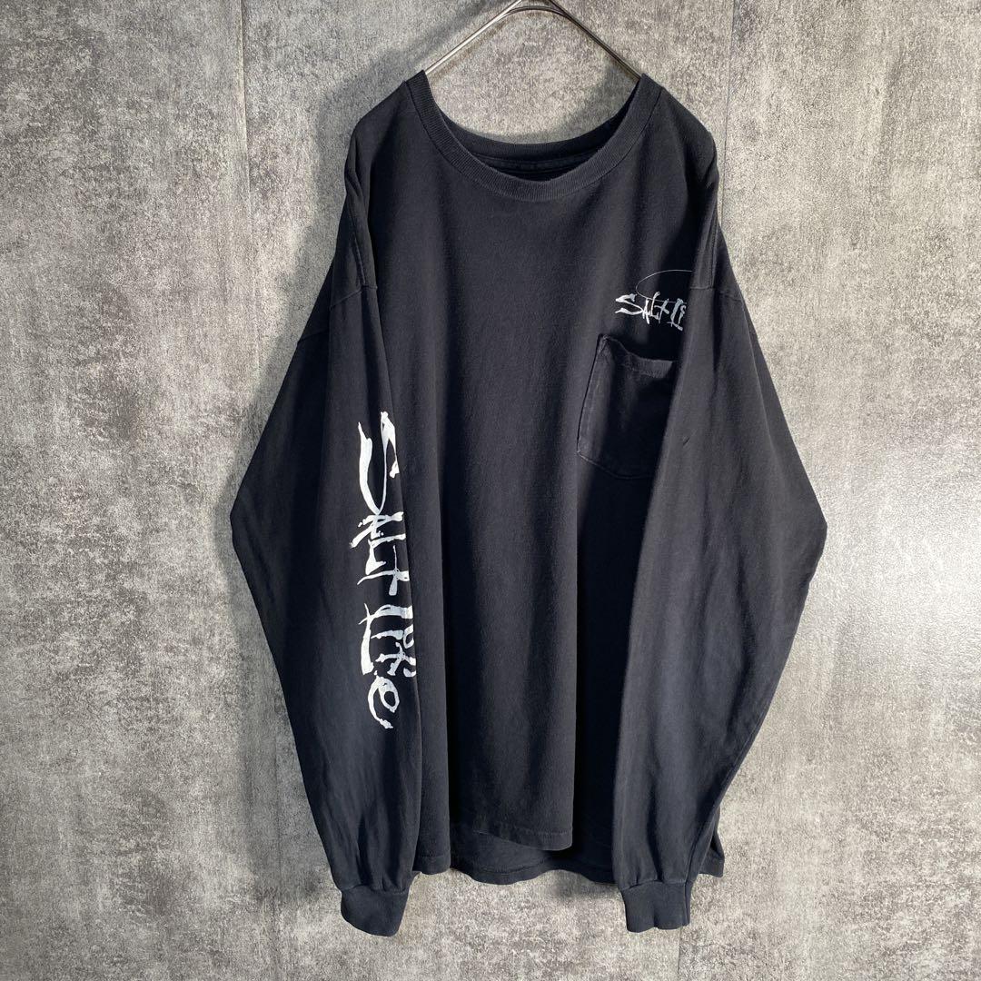 Salt Life バックプリント 激レア 魚骸骨アート 袖ロゴ L相当 黒