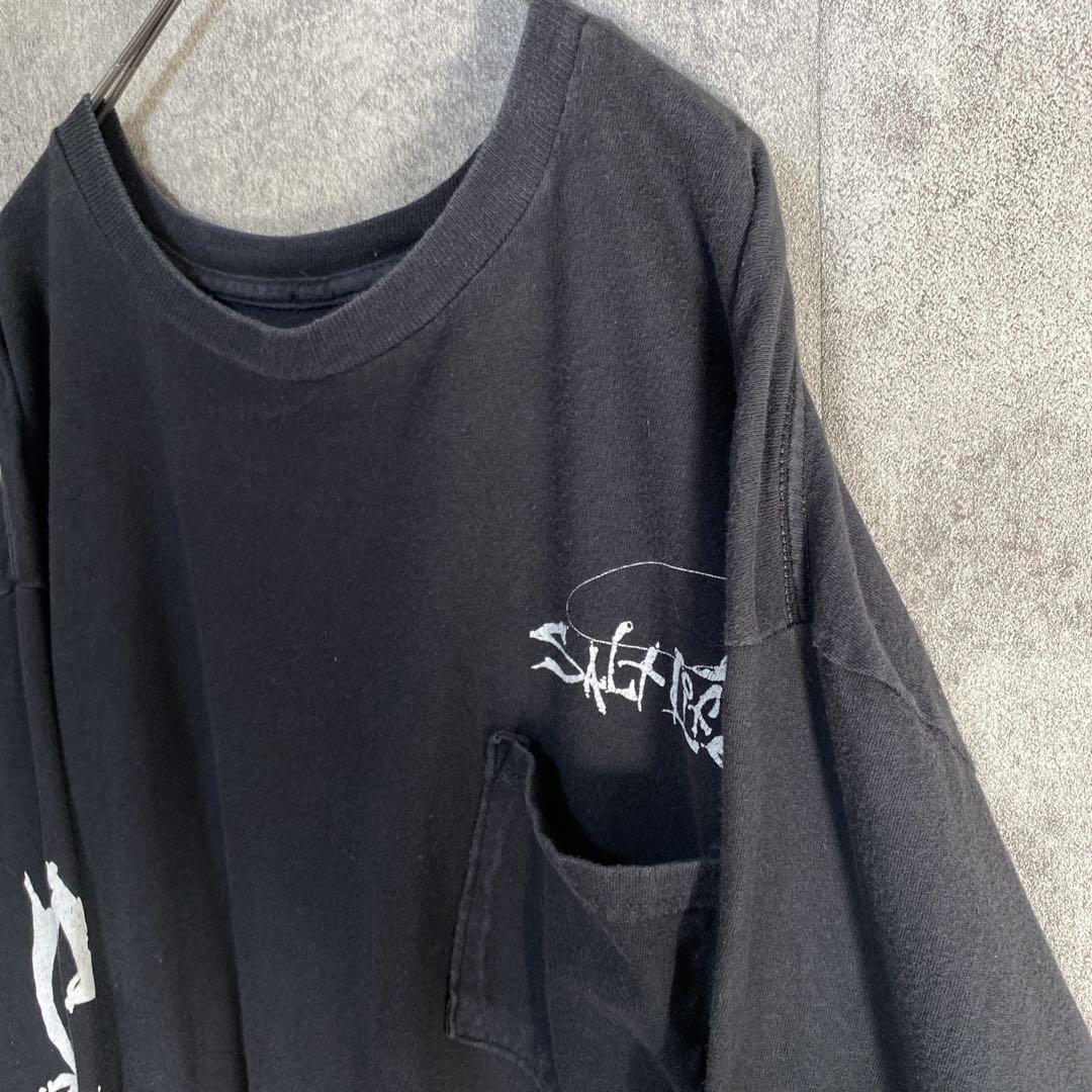 Salt Life バックプリント 激レア 魚骸骨アート 袖ロゴ L相当 黒