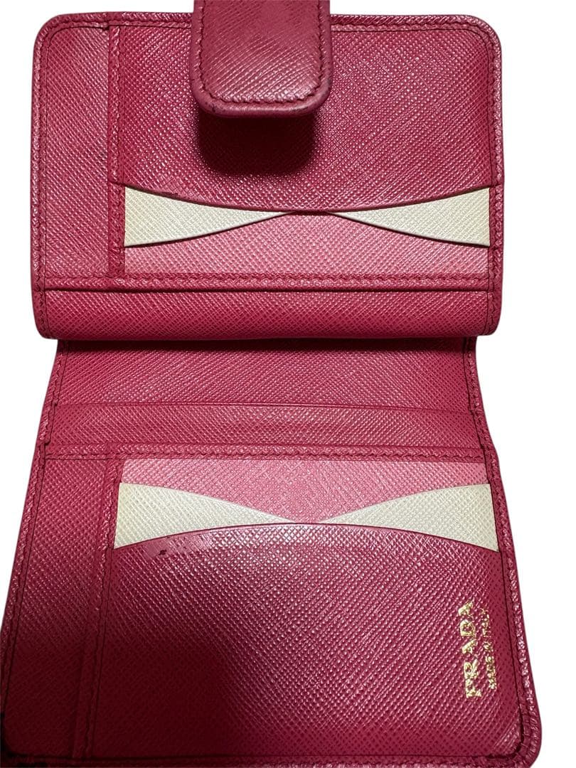 【3/14まで】PRADA 二つ折り財布 ピンク バイカラー マルチカラー