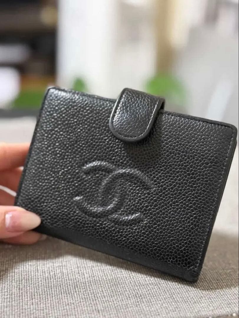 週末限定価額シャネルCHANEL ココマーク 財布 キャビアスキンブラックがま口